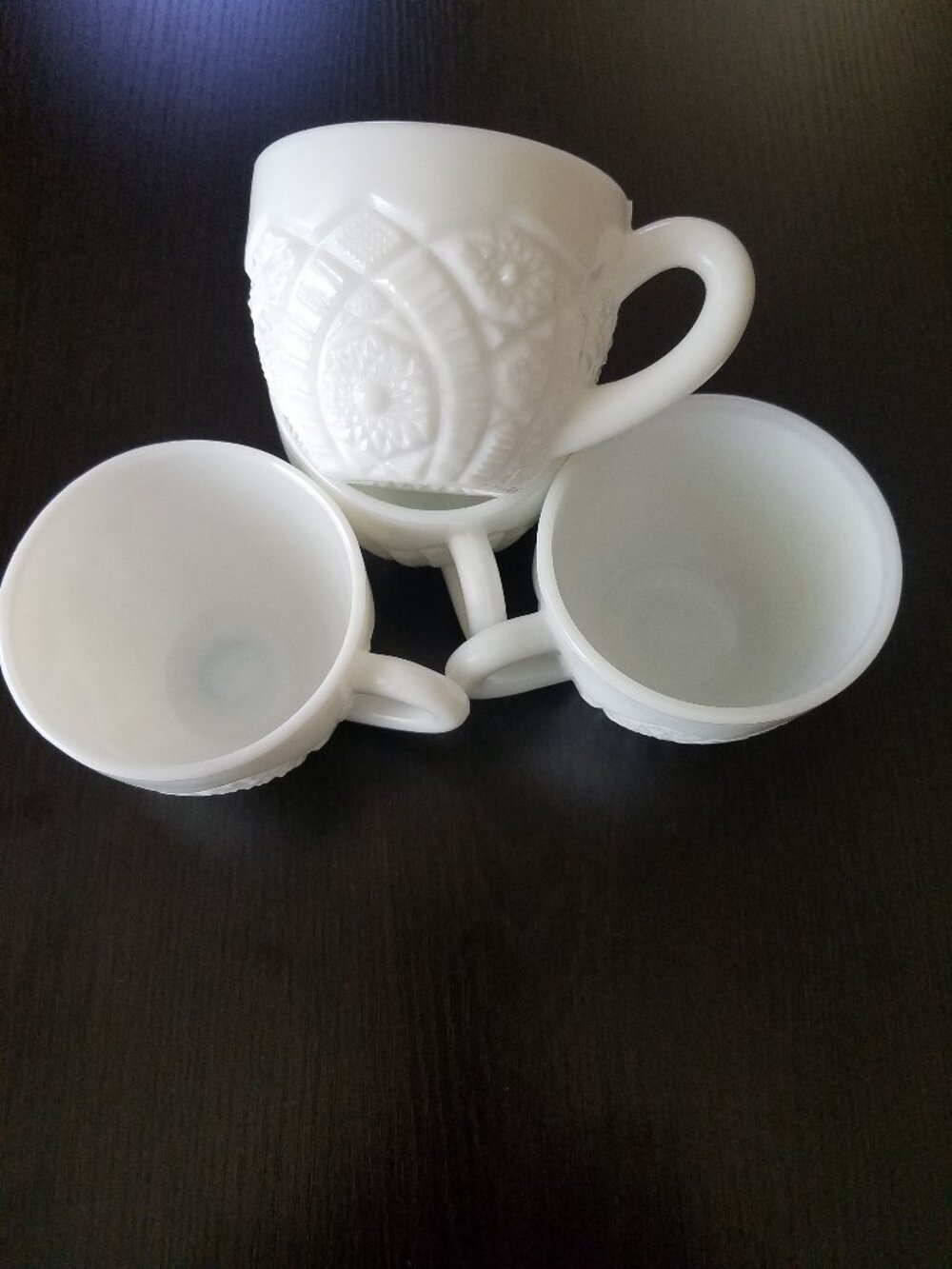 Vintage McKee White Milk Glass Concord Pattern Punch Tea Cups - Set of 4